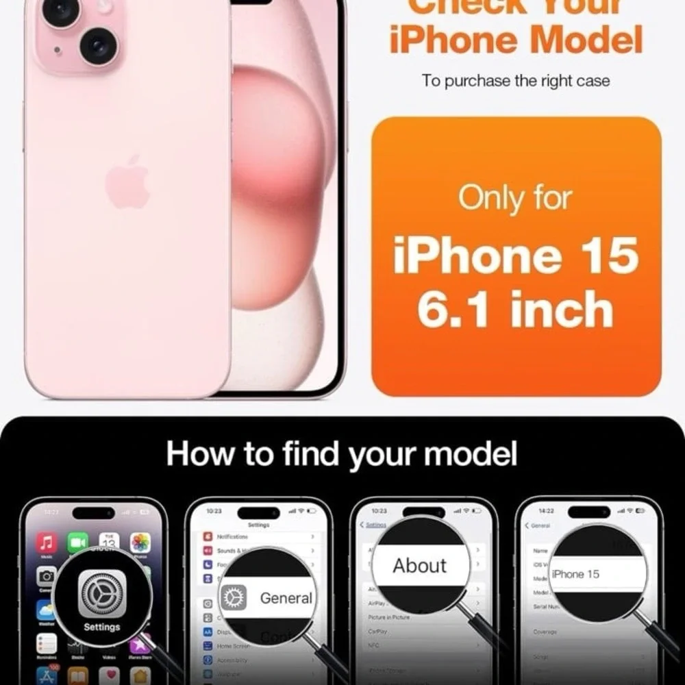 New TORRAS Diamond Clear Designed for iPhone 15 Case [Never Yellowing] [Military